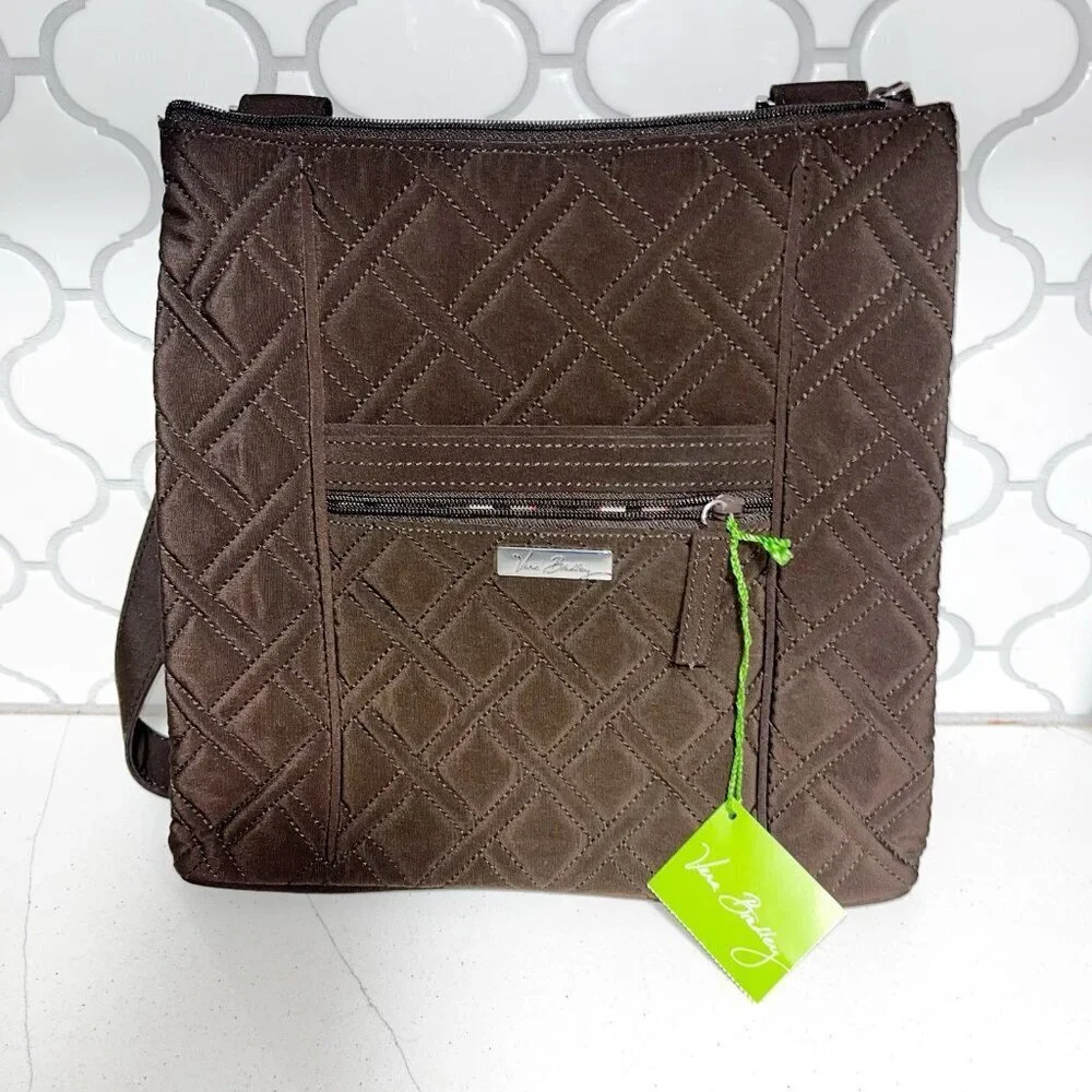 NWT Vera Bradley Brown Quilted Microfiber Hipster